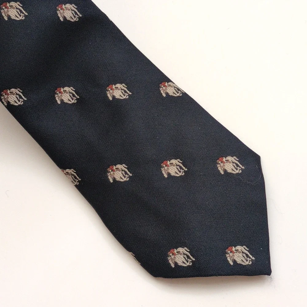 Vtg Horse & Rider Racing Neck Tie Navy Blue Equestrian Gallery Collection